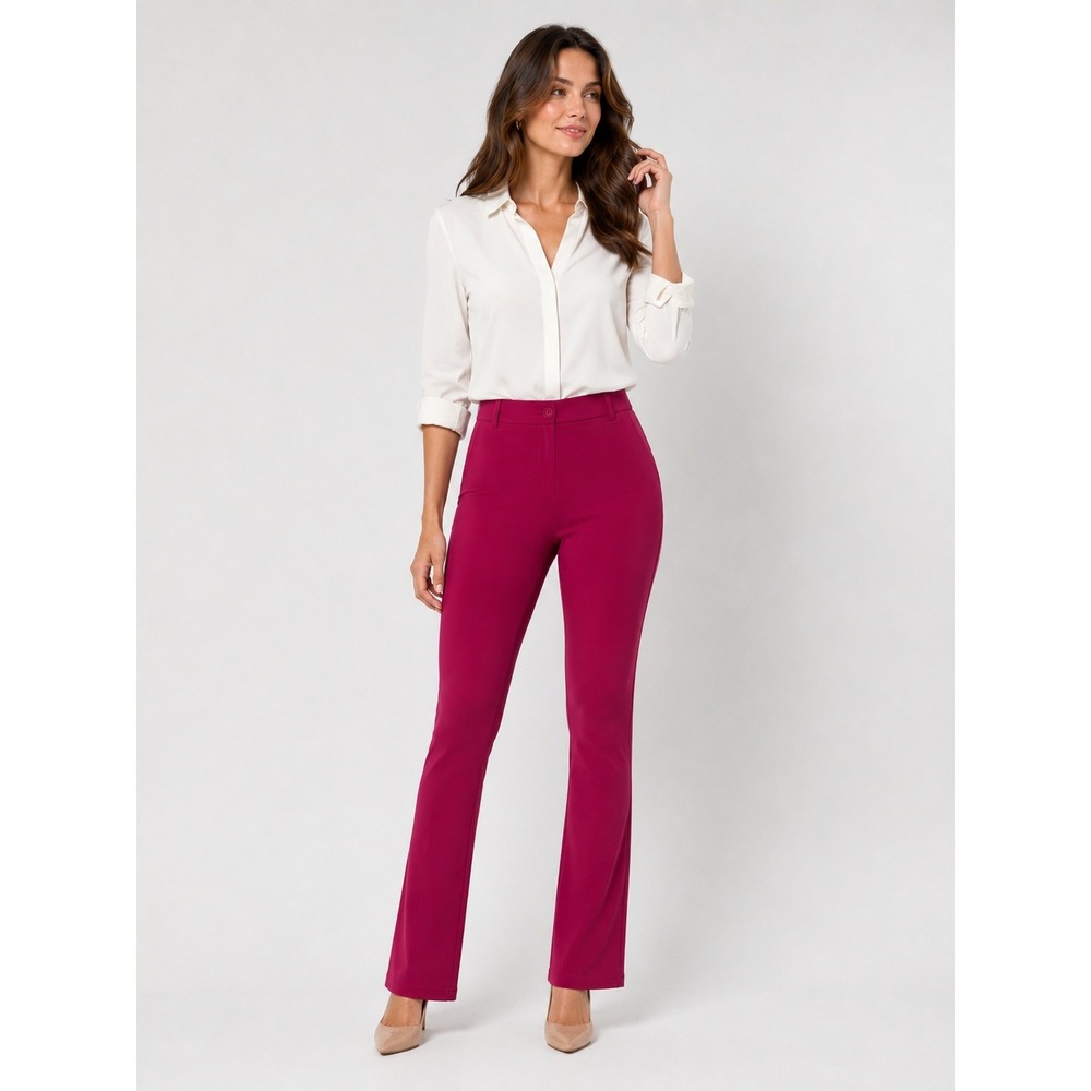 Betabrand Dress Yoga Pant Berry Pink Magenta Slim Straight Leg Womens L Stretch
